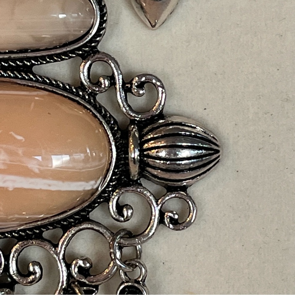 Bohemian Pink Stone Statement Necklace with Charms - Picture 10 of 16
